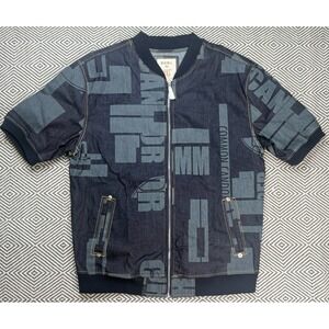 Decible Men's Full Zip Spell Out Short Sleeve Denim Jacket Size 3XL‎
